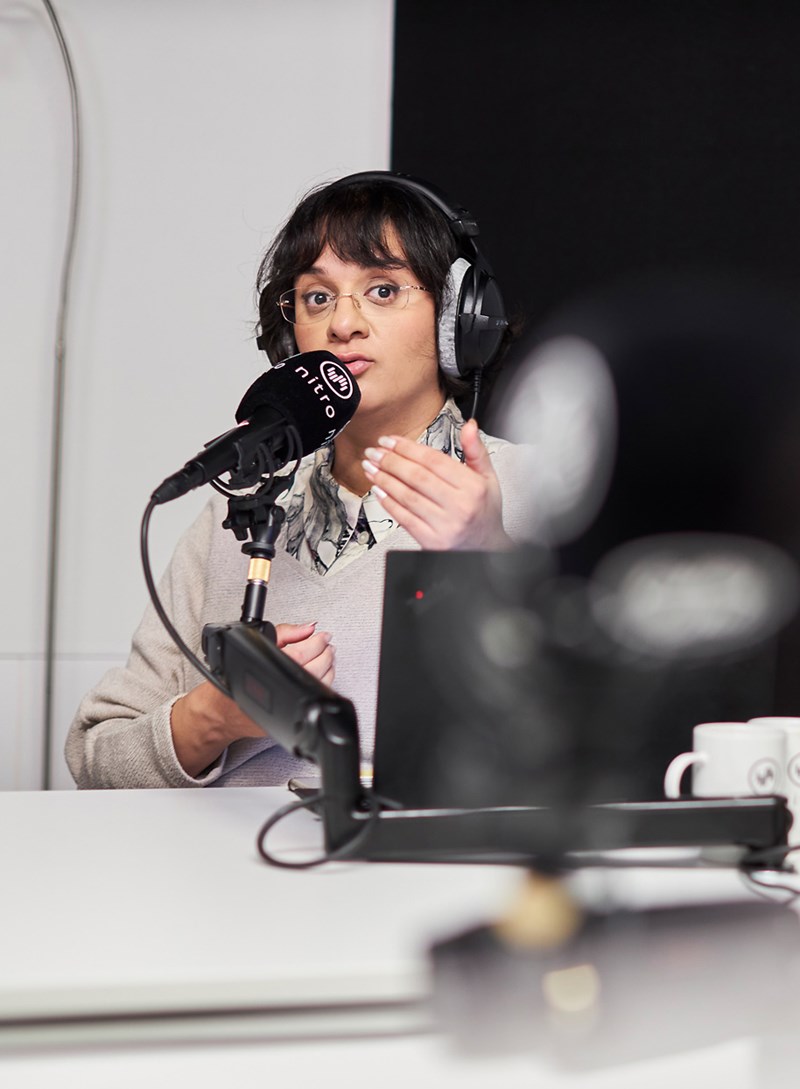 Zeenat Amiri recording the series SOLO OSLO: Your Voice. Photo: Kilian Munch © Munchmuseet 